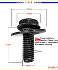 30 Pack M6 Hex Head SEMS Bolts 1.0 X 17mm With 18mm Washer Heavy Duty Oil Pan And Transmission Pan Bolts Replaces OEM 11508930 size diagram