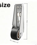 Zero Drama Heavy Duty Vertical Track Roller Wheels Slide Doors Smooth As Butter For Barn Cabinets Drawers And Heavy Gates Premium Alloy Steel Core With Ultra Quiet Soft Rubber Casters Fast Install 4 PCS Set close-up view of roller wheel with size dimensions