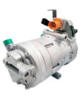Heavy Duty Electric AC Compressor For Hyundai Kona 2022 EV Models with shiny aluminum housing and electric connectors, 97701K4000