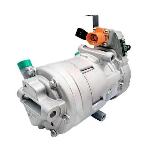 Heavy Duty Electric AC Compressor For Hyundai Kona 2022 EV Models with shiny aluminum housing and electric connectors, 97701K4000