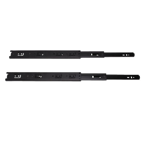 14 Inch Side Mount Drawer Slides With Full Extension, 3 Fold Full Extension, 100 LB Capacity, Black Steel, 1 Pair For Cabinets