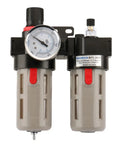 Air Source Treatment Unit With Three Eighths Inch FRL Filter Regulator Lubricator Combo And Included Pressure Gauge For Pneumatic Systems