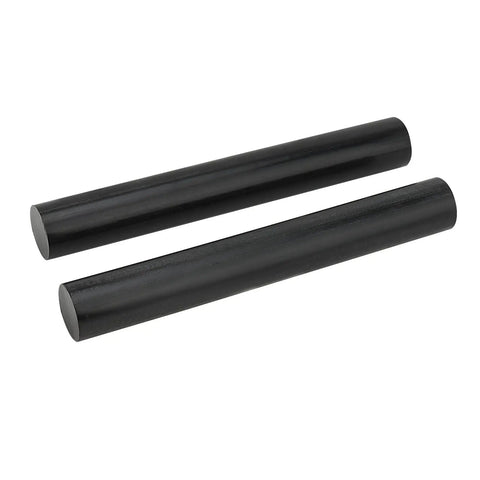 Two Pack Black Round Acetal Copolymer Rods 1.57 x 11.8 Inches For DIY Projects Like Spacers, Bushings, And Plastic Bar Stock Made From Durable POM great for precision machining and everyday DIY use, shown as two black rods