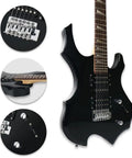 Close-up of 39 Inch Electric Guitar Beginner Friendly Starter Kit With 20W Amplifier Bundle Black Noiseless Cable 24 Frets