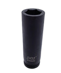 Top Shelf 1 Inch Drive Metric Extra Deep Impact Socket 33mm chrome vanadium steel for recessed fasteners, showing hex body.
