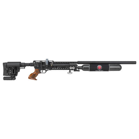Factor Sniper Long 30 Caliber PCP Side Lever Air Rifle with ambidextrous reversible charging handle and manual load
