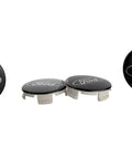 Ford Black and Chrome Wheel Center Cap Kit for F150 Trucks and SUVs 65mm Center Cap Opening Gloss Black With Chrome Ford Logo Set of 4 Center Caps for 2015 to 2024 Models on white background