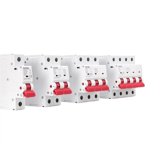 Double Pole DIN Rail MCB 6kA Miniature Circuit Breaker 40A 63A AC Type With CB 230/400V four units side view