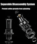 Electric Coffee Portafilter Cleaner With Auto Knock Box And Three Interchangeable Brushes To Fast Toss Spent Espresso Grounds In Five Seconds For No Sweat Home Barista Workflow with disassembled parts.