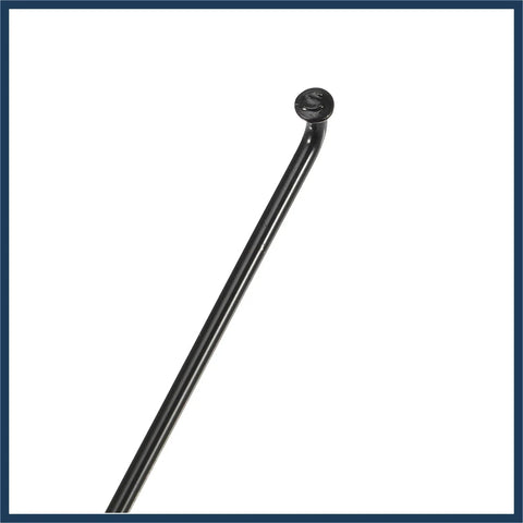Close-up of black steel spoke from 40Pcs 14G Bicycle Steel Spokes 292mm Length With Nipples Wheel Spoke Kit For Most Bikes Replacement
