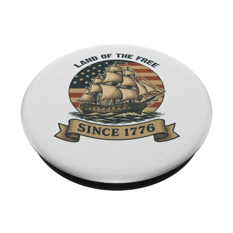 Retro Sailboat Patriotic Flag Phone Grip Adhesive Accessory For Fourth Of July Celebrations With Red White And Blue