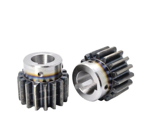 Tough As Nails Module 3 Spur Gear With 24 Teeth And Step Keyway Bore Precision Carbon Steel Motor Pinion, two gears showing bore details.