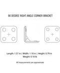 Diagram of Right Angle Corner Bracket 1.57 x 1.18 Inch Cold Rolled Steel Furniture Reinforcement for Shelves and Cabinets.