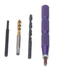 Close-up of Pro Grade 54Pc Metric Thread Repair Kit with 304 stainless steel inserts and tools for home auto and machinery maintenance.