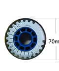 Close-up of Outdoor And Indoor Inline Skate Wheels 70mm 80A Replacement Pack Of 8 with blue interior and size markings.