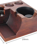 Slick Wooden Coffee Knock Box With A Solid Built In Tamping Station And Smart Hidden Compartment dimensions and detail view.