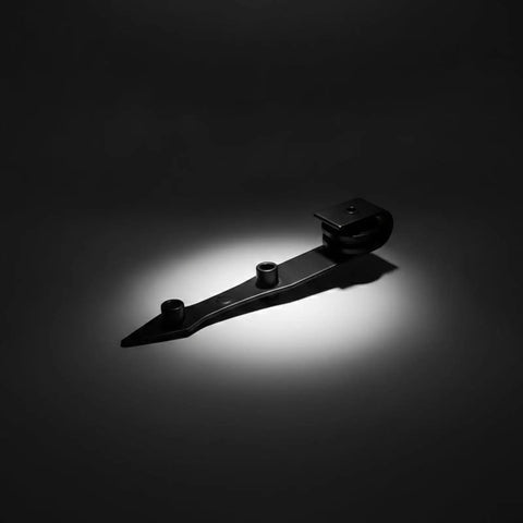 Heavy Duty Barn Door Hanger With Pointed Strap Rollers Rock Solid Metal Sliding Hardware Built To Handle Daily Grind Smooth Interior Glide Easy Install And Top Shelf Quality in matte black steel.