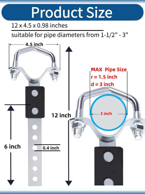 Heavy Duty Universal Muffler Exhaust Hanger Kit For 3 Inch Pipe with flexible hanger dimensions shown