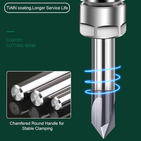 ASNOMY 4pc carbide chamfer end mills set, V-groove router bits, 60°/90°, 3-flute CNC milling cutters for carving