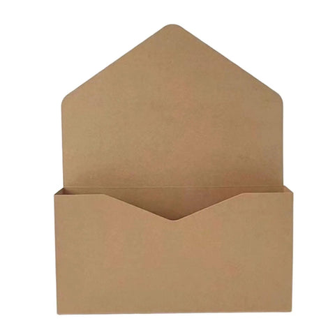 Single envelope-style gift box in brown cardboard, open view for Five Pack Envelope Style Gift Boxes For Flowers And Crafting Parties Cute Decorative Envelope Shaped Boxes With Elegant Look For Flower Lovers Gift Wrapping DIY Decor Party Supplies And Storage.