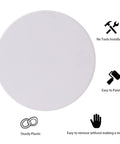 Round White Plastic Access Panels Feature Secure Spring Clips For A Snappy Diy Install Measuring Six Point Five Inches Across Perfect For Drywall Holes Or Basement Ceilings Comes As A Pack Of Two Tough Covers that showcase sturdy plastic material.
