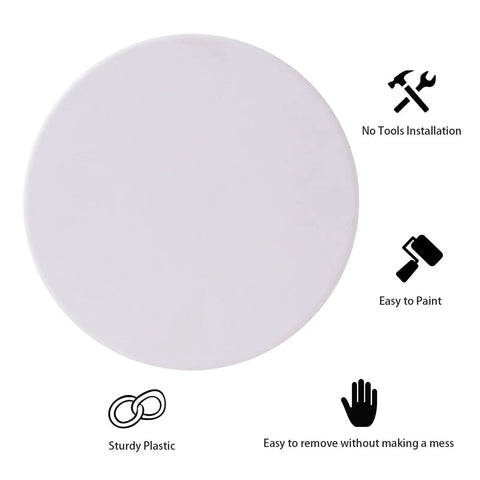 Round White Plastic Access Panels Feature Secure Spring Clips For A Snappy Diy Install Measuring Six Point Five Inches Across Perfect For Drywall Holes Or Basement Ceilings Comes As A Pack Of Two Tough Covers that showcase sturdy plastic material.