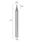 SpeTool carbide ball-nose end mill, 1/32 in cutting diameter, 1/8 in shank