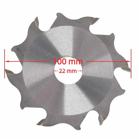 Professional Tungsten Carbide Biscuit Jointer Blade 100mm With 22mm Arbor view showing precision cutting edges and central mounting hole.