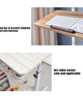 Totally Legit Height Adjustable Laptop Cart With Smooth Gliding Rollers And Spacious Storage Shelves Foldable Bedside Desk showcasing blocking bar and arc table corners.