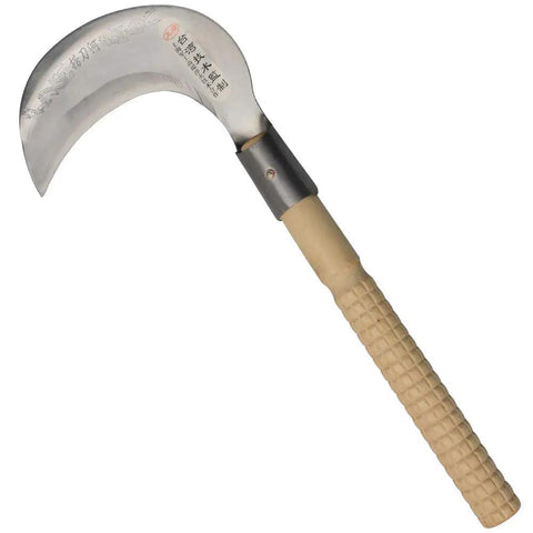 Ultra Sharp Steel Grass Sickle With Hardwood Handle For Clearing Vines And Undergrowth Saplings Up To Two Centimeters Clean Cuts With No Jams