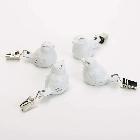 Cast Iron Tablecloth Weights 4 Pack With White Bird Pendant Clips Heavy Duty Tablecloth Clamps For Home Garden Parties Weddings Camping And Picnics
