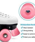 Pink 8 Pack Roller Skate Wheels With Bearings Installed And Toe Stoppers for Double Row Quad Skates Indoors Or Outdoors 32mm By 58mm 82A