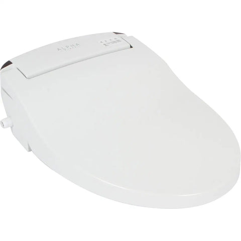 Dead Quiet Elongated Bidet Toilet Seat Delivers Endless Warm Water And A Self Cleaning Brushless Nozzle For Serious Hygiene. Slim white design.