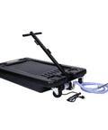 Heavy Duty 17 Gallon Electric Oil Drain Cart With Powerful 110V Pump System And Swivel Casters Plus 7 Ft Hose showing mobile tank with hose.