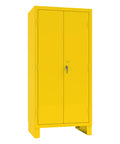 Rock Solid 14 Gauge Welded Steel Spill Control Cabinet With Wardrobe And Broom Storage, 5 Shelves, 2100 Lb Capacity, 24By24By78 Inch Frame, 180 Degree Swinging Doors, Heavy Duty Gray Powder Coated Build.