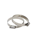 Front view of Quicksilver bell housing exhaust bellows with two stainless steel hose clamps