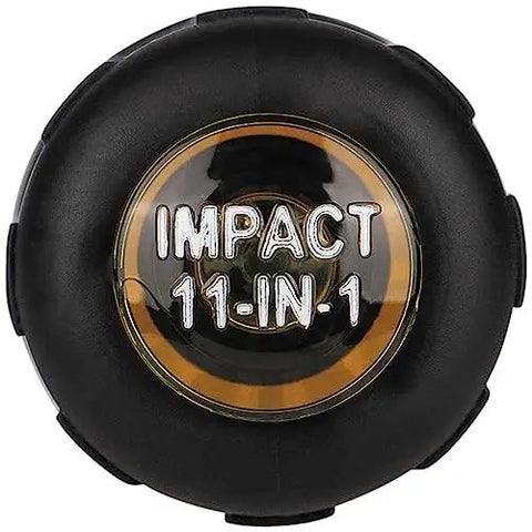 Top view of Impact Rated 11-in-1 Multi Bit Screwdriver And Nut Driver, black rubber handle with branding visible.