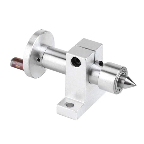 Heavy Duty Mini Lathe Live Center With Dual Precision Bearings; silver metal construction for smooth machining.