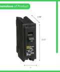 Square D Homeline 30 Amp Circuit Breaker Kit 1 Pack Single Pole 30A 120V 10kAIC UL Listed Plug-In for Load Center Panel Box Replacement Residential Grade Easy Install dimensions view 1x3.13x2.98 in