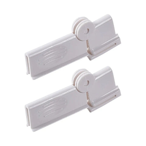 Jisader Two Pack Milk Carton Sealing Clips With Rotating Design For Boxed Drinks And Food Bags, durable white plastic clips.