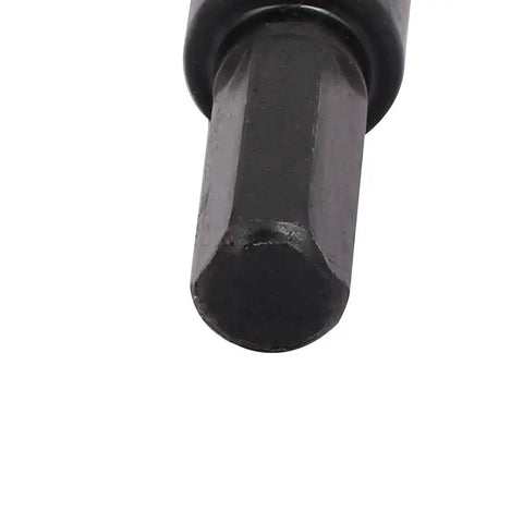 Close-up of a drill bit shank from 22.5mm Hole Saw Kit With 65mm Long HSS Drill Bits Pro Grade Quality, Spring Loaded Twist Design