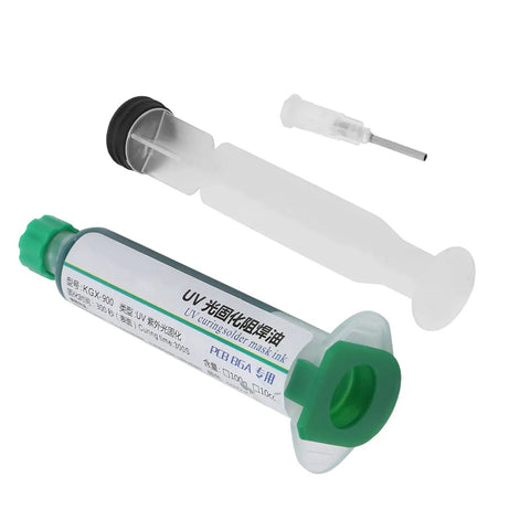 Green Solder-Resist Ink Kit For PCB Repair, 10cc curing ink with pusher needle, pro-grade protection for circuit boards.