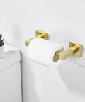 Gold Toilet Paper Holder With Double Post Pivoting Design Brushed Brass Look Wall Mount Tissue Hanger For Bathroom And Kitchen