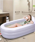 Portable Bath Tub For Adults With Backrest, 65 By 34 By 28 Inches, Foldable Spa Bath Tub With Pump, Easy Setup For Home Spa Or Ice Bath
