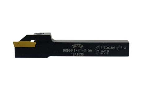 1/2 Inch Indexable Carbide Turning Tool Set 7 Piece Rock Solid Kit With MGEHR holder and ZTED insert close-up view