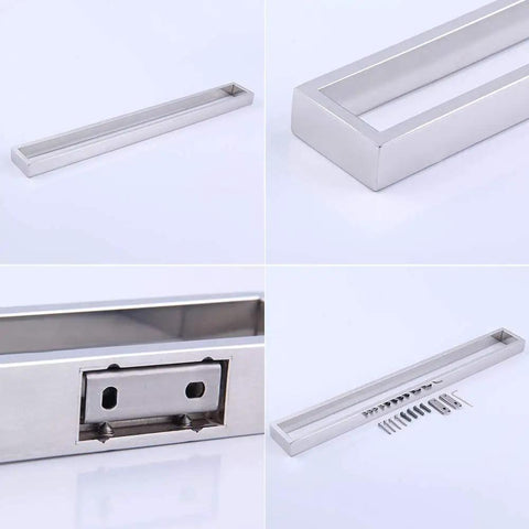 Stainless Steel 24-Inch Towel Bar Wall Mounted Rack For Bathroom Dope Look Premium SUS 304 Polished Finish Rustproof Square Style