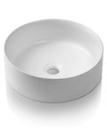 Round Bathroom Vessel Sink 14.4 Inch Above Counter Porcelain Ceramic Matte White Modern Vanity Basin Art Bowl For Contemporary Bathrooms Durable Scratch Resistant Easy To Clean Stylish Centerpiece