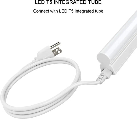 2ft LED Tube Light Power Cord With 3 Prong US Plug For T8 And T5 Integrated Fixtures, white extension cable close-up