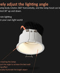 saditesdk 3.3 Inch Led Directional Recessed Light, 5W/7W/12W Retrofit Downlight, adjustable angle can light viewed from below.