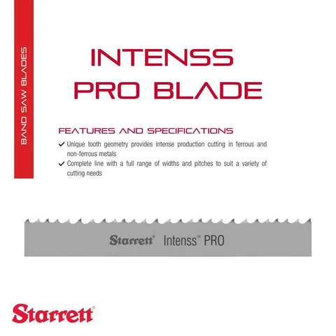 Intenss Pro Bi-Metal Band Saw Blade With M42 HSS Cutting Edge For Heavy-Duty Intensive Production Cuts In Ferrous And Non-Ferrous Metals, 8 Ft Length, 1 In Wide,.035 In Thick, 6-10 TPI, IP-P-R Grind